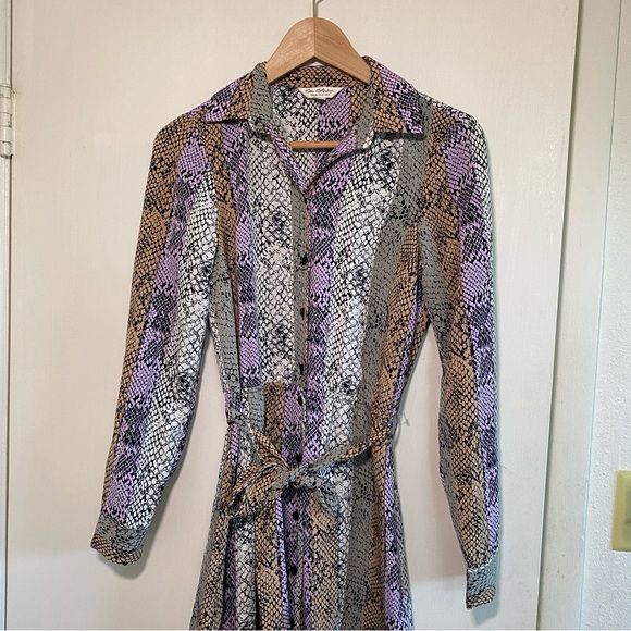 Miss Selfridge Snake Print Midi Dress In‎ Lilac Size 4 Preppy Feminine Flowy - Picture 9 of 16